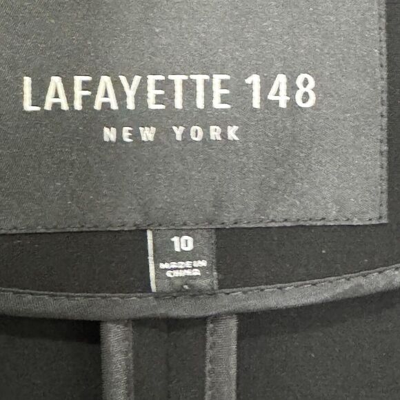 Lafayette 148 New York Open Blazer Size 10 Black Peplum Jacket Career Office - Picture 3 of 7